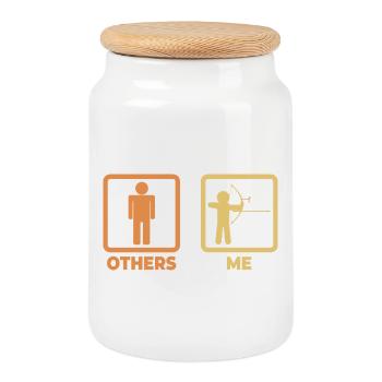 Archer stick figure - Cookie Jar with Wooden Lid - white - Front