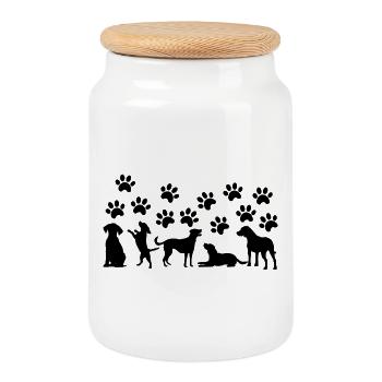 Black Dogs Squad – Esthétique minimale - Boîte à biscuits avec couvercle en bois - blanc - Devant