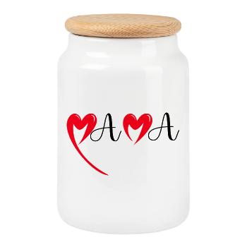 Herzlichen Glückwunsch zum Geburtstag Mama Rotes Herz Liebe Mutter Mama - Keksdose mit Holzdeckel - Weiß - Vorne