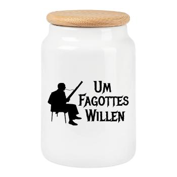 Um Fagottes Willen Fagott Wortspiel - Keksdose mit Holzdeckel - Weiß - Vorne