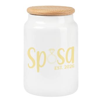 Italian Bride 2026 - Cookie Jar with Wooden Lid - white - Front