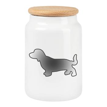 Teckel - Boîte à biscuits avec couvercle en bois - blanc - Devant