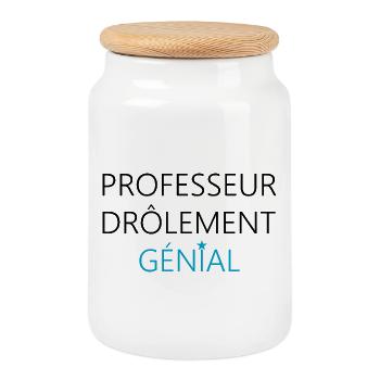 professeur drôlement génial / cadeau professeur - Boîte à biscuits avec couvercle en bois - blanc - Devant