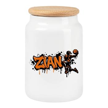 Zian Graffiti Dunk Orange - Cookie Jar with Wooden Lid - white - Front