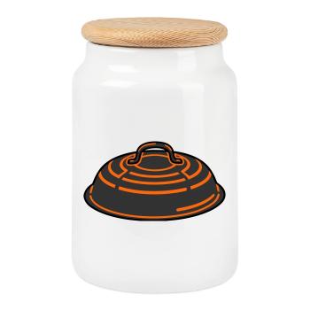 Grill Lid BBQ Smoker Grillmeister Father's Day - Cookie Jar with Wooden Lid - white - Front