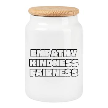 Empathie Freundlichkeit Fairness Fette Typografie - Keksdose mit Holzdeckel - Weiß - Vorne