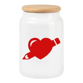 Design Love - Cookie Jar with Wooden Lid - white - Front