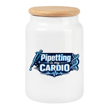 Pipetting Is My Cardio - Cookie Jar with Wooden Lid - white - Front