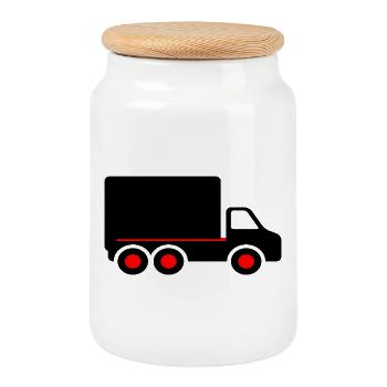 Truck - Keksdose mit Holzdeckel - Weiß - Vorne