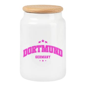 Dortmund Statement for Germany Fans Retro - Cookie Jar with Wooden Lid - white - Front