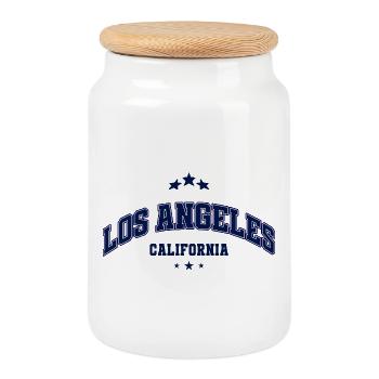 Los Angeles motif for USA fans - Cookie Jar with Wooden Lid - white - Front