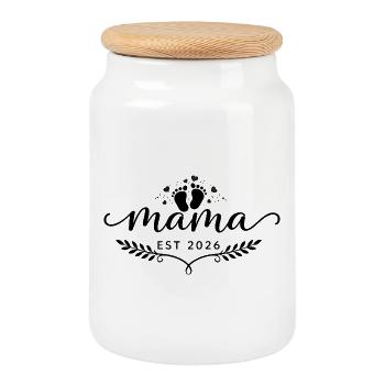 Mama Herz und Sterne | Minimalistisches Mama-Geschenk - Keksdose mit Holzdeckel - Weiß - Vorne