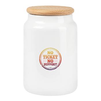 No Ticket No Support - Cookie Jar with Wooden Lid - white - Front