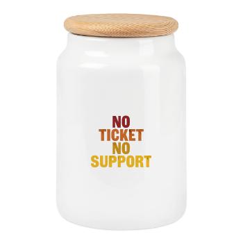 No ticket no support! EDV IT Informatiker Spruch - Keksdose mit Holzdeckel - Weiß - Vorne