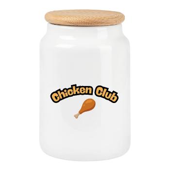 Chicken Club Chicken Lover - Cookie Jar with Wooden Lid - white - Front