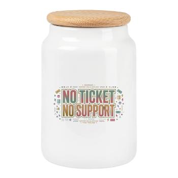 No Ticket No Support - Informatik Arbeit Job - Keksdose mit Holzdeckel - Weiß - Vorne