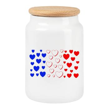Drapeau français en forme de cœur Cœur français - Boîte à biscuits avec couvercle en bois - blanc - Devant
