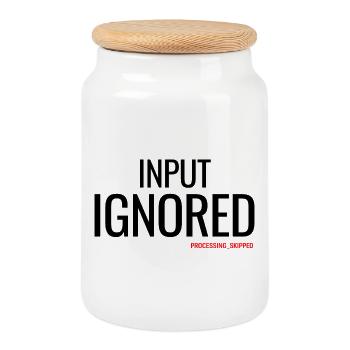 Eingabe ignoriert: Introvertierte minimalistische Typografie - Keksdose mit Holzdeckel - Weiß - Vorne