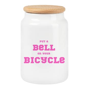 Mettez une cloche sur votre vélo – Déclaration de faute de frappe rose - Boîte à biscuits avec couvercle en bois - blanc - Devant