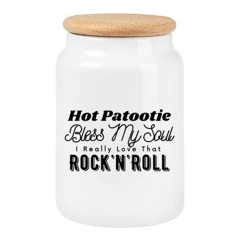 Hot Patootie Rock'n'Roll Song – Anpassbare Farbe - Keksdose mit Holzdeckel - Weiß - Vorne