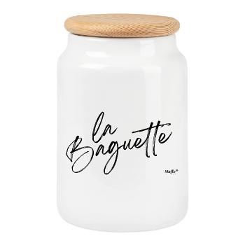 La Baguette - Keksdose mit Holzdeckel - Weiß - Vorne