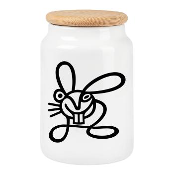 Stroke Hare - Cookie Jar with Wooden Lid - white - Front