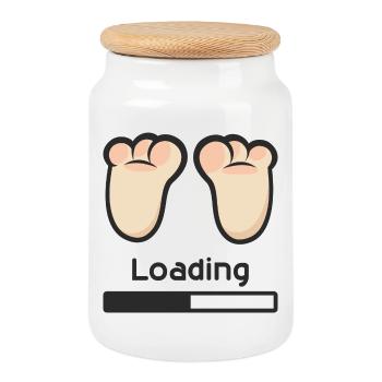 Loading... - Cookie Jar with Wooden Lid - white - Front