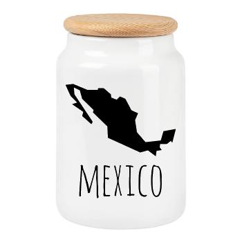 mexico - Cookie Jar with Wooden Lid - white - Front