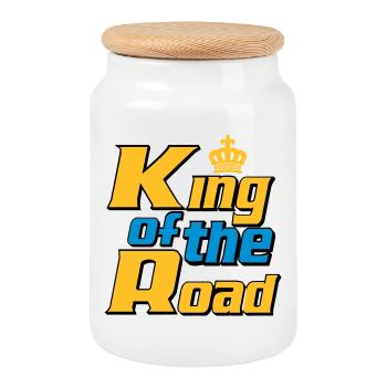 LKW Fahrer,LKW ,Trucker Fun King of the Road (25) - Keksdose mit Holzdeckel - Weiß - Vorne
