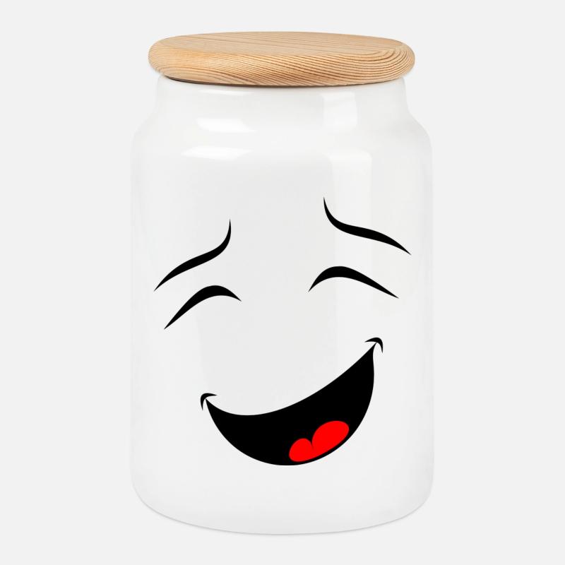 Lachen - Keksdose mit Holzdeckel - Weiß