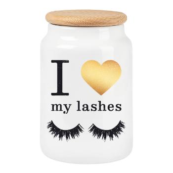 Lange Wimpern Mascara - Keksdose mit Holzdeckel - Weiß - Vorne
