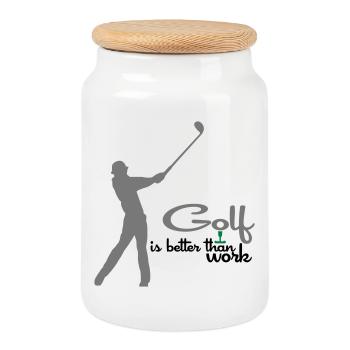 golf - Boîte à biscuits avec couvercle en bois - blanc - Devant