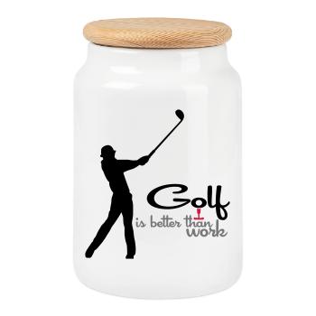 Golf - Keksdose mit Holzdeckel - Weiß - Vorne