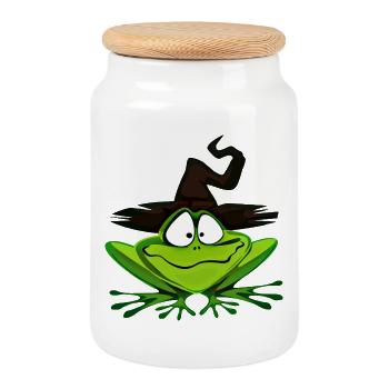 hexen frosch - Keksdose mit Holzdeckel - Weiß - Vorne