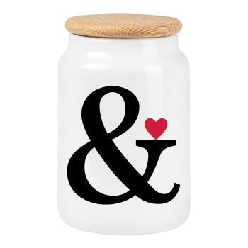 Ampersand Heart & Love Gift Sign of Love - Cookie Jar with Wooden Lid - white - Front