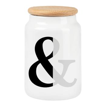 Ampersand zweifarbig Zeichen Symbol Geschenkidee - Keksdose mit Holzdeckel - Weiß - Vorne