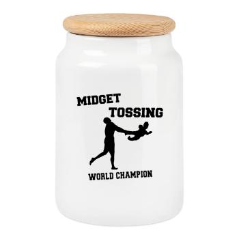 Midget Tossing World Champion Design - Cookie Jar with Wooden Lid - white - Front