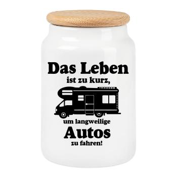 Wohnmobil,Camping,Fun Shirt,Wohnmobil Leben(25) - Keksdose mit Holzdeckel - Weiß - Vorne