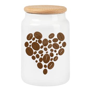 Kaffee - Keksdose mit Holzdeckel - Weiß - Vorne