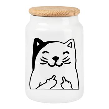 Du kannst mich mal Katze - Keksdose mit Holzdeckel - Weiß - Vorne