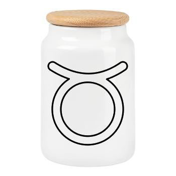 Taurus zodiac constellation zodiac sign - Cookie Jar with Wooden Lid - white - Front
