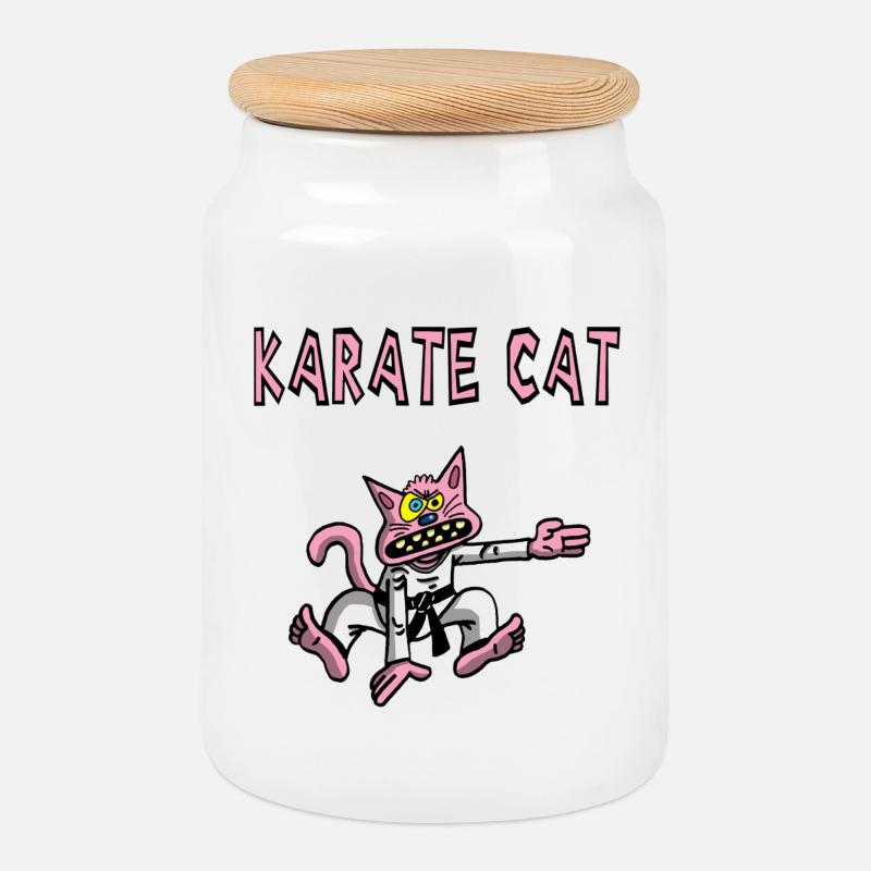 Pink und Karate - Keksdose mit Holzdeckel - Weiß