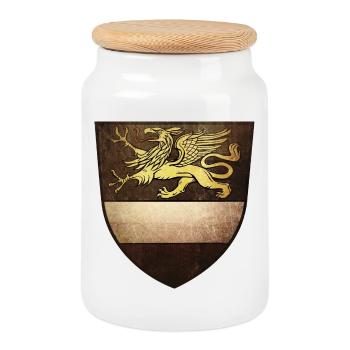 Rostock | Vintage Style | Griffin - Cookie Jar with Wooden Lid - white - Front