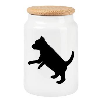 Ludique chiot - Boîte à biscuits avec couvercle en bois - blanc - Devant