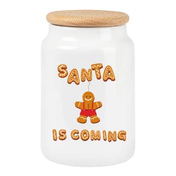 Santa is coming - Keksdose mit Holzdeckel - Weiß - Vorne