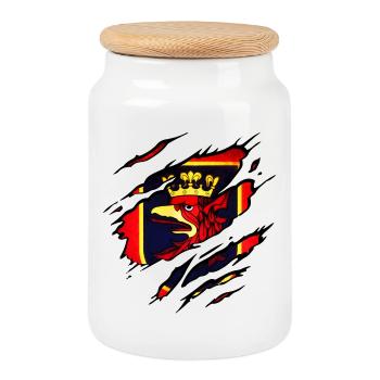 Szczecin - Poland - Cookie Jar with Wooden Lid - white - Front