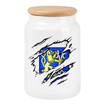 Legnica - Poland - Cookie Jar with Wooden Lid - white - Front