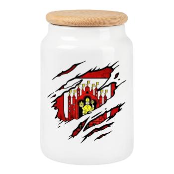 Grudziądz - Pologne - Boîte à biscuits avec couvercle en bois - blanc - Devant