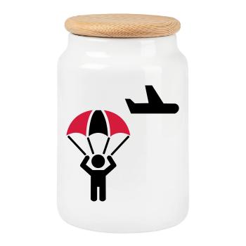 Parachutistes - Boîte à biscuits avec couvercle en bois - blanc - Devant
