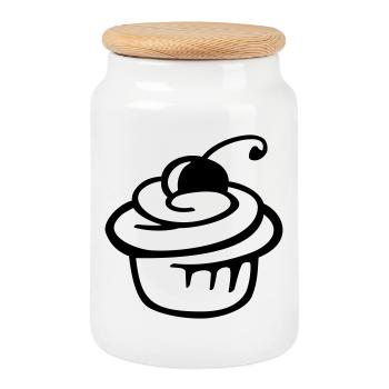 Cupcake Kirsche – Süßer Kuchen & Partyspaß - Keksdose mit Holzdeckel - Weiß - Vorne